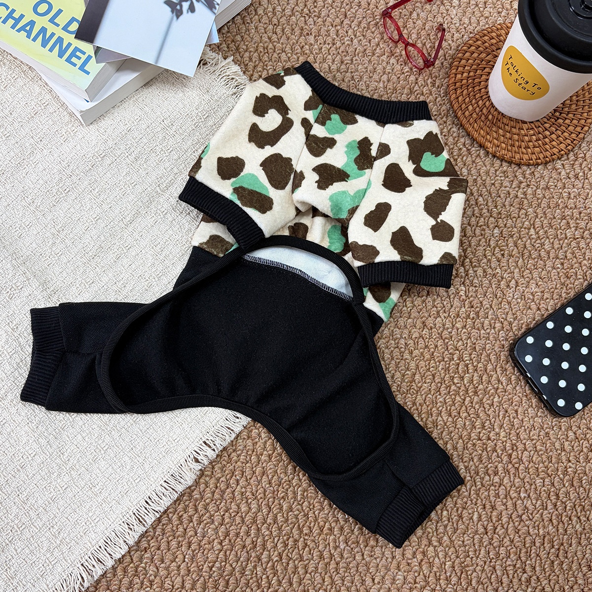 Thickened Four-Leg Full-Body Winter Warm Leopard Print Dog Jumpsuit photo 3