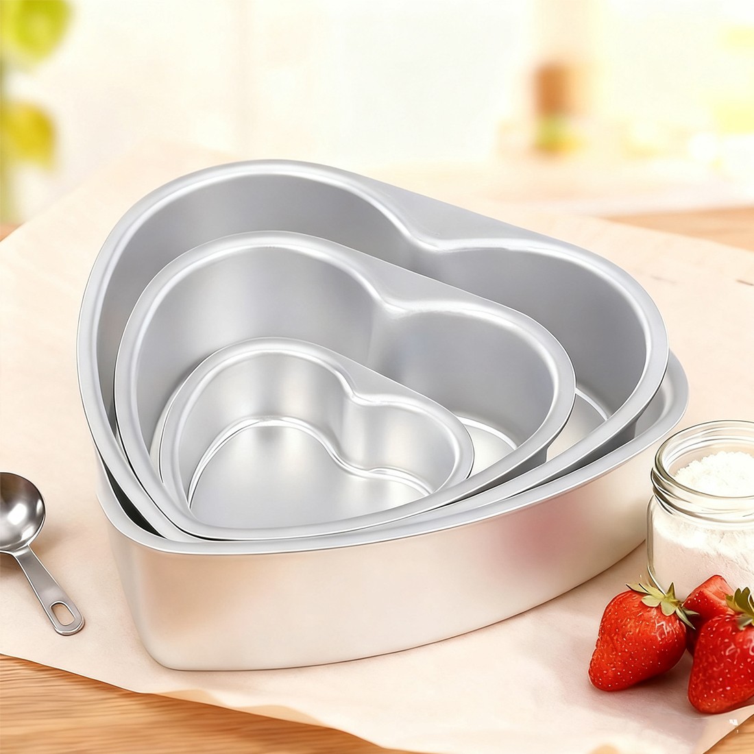 4pcs Heart Shaped Cake Cake Model Baking Pan Non Stick Cake Mould Tray photo 6