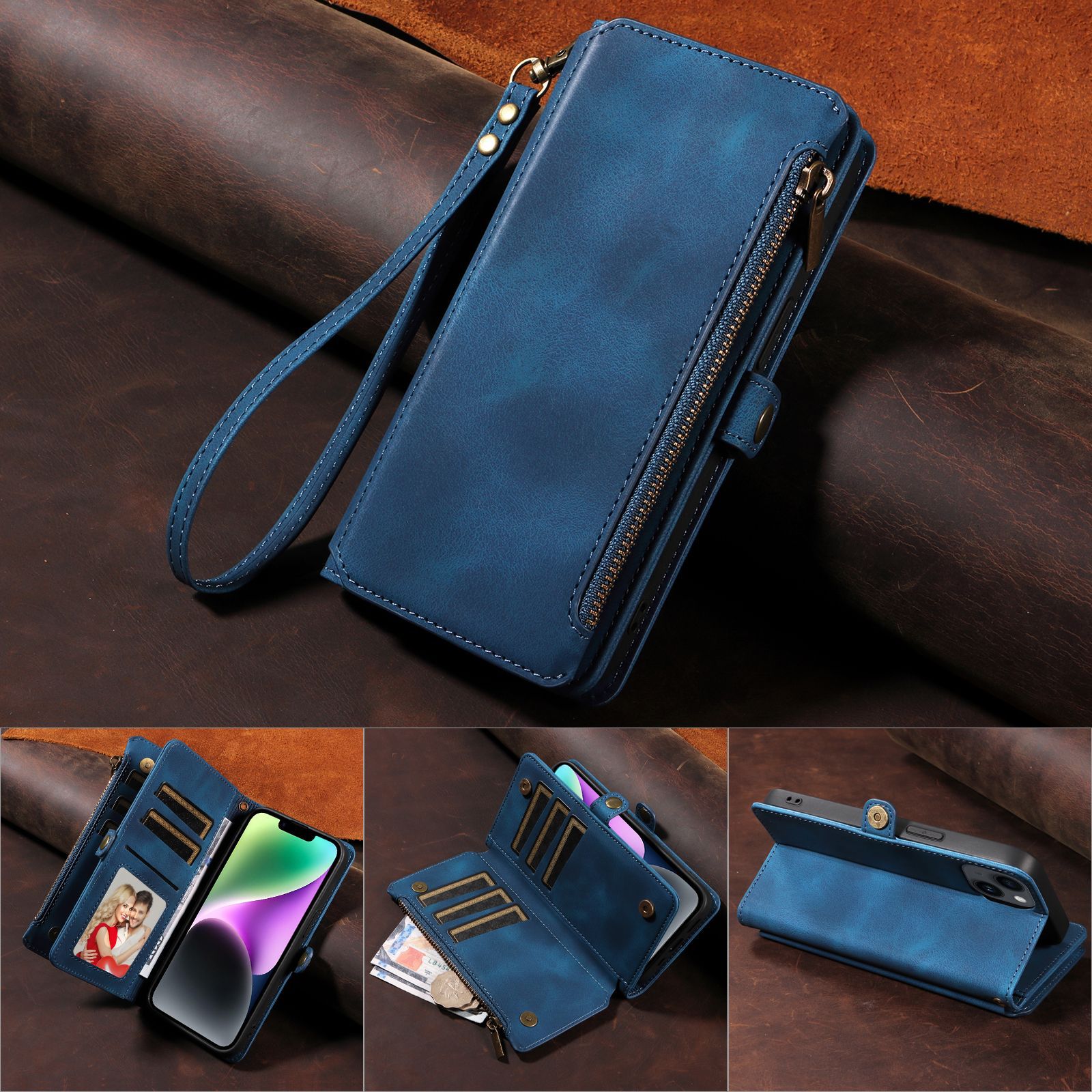 Wallet Flip Zipper Phone Leather Case photo 1