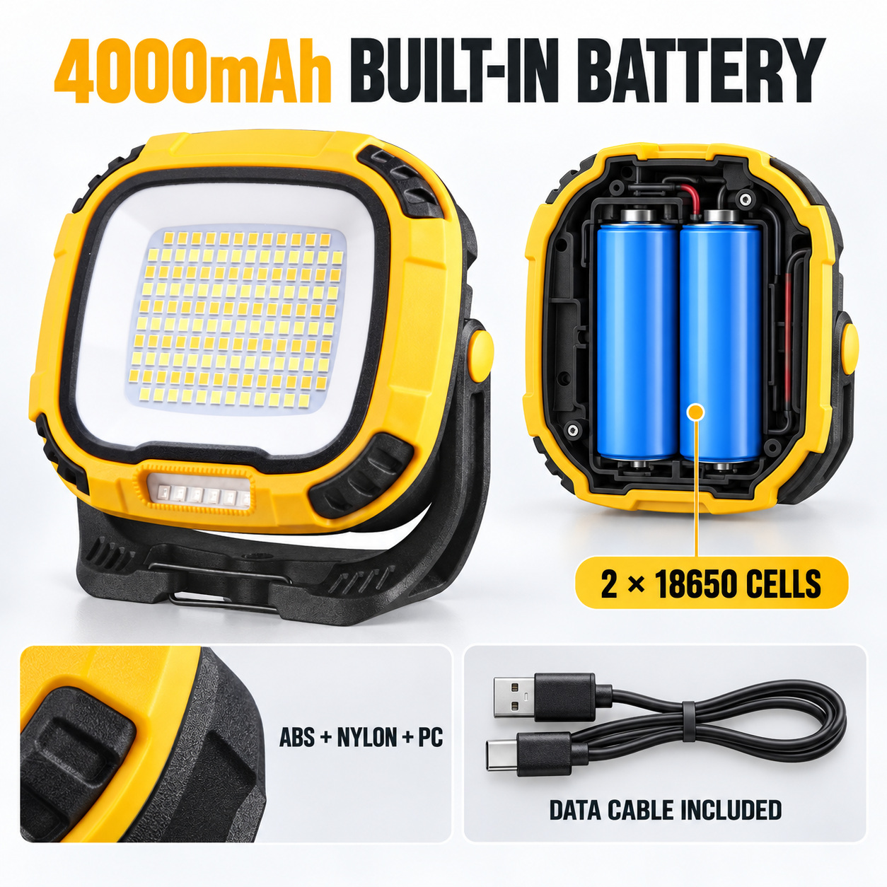 Rechargeable Magnetic Battery Display Type C LED Work Light Base Hanging W892 2 Adjustable Stand photo 4