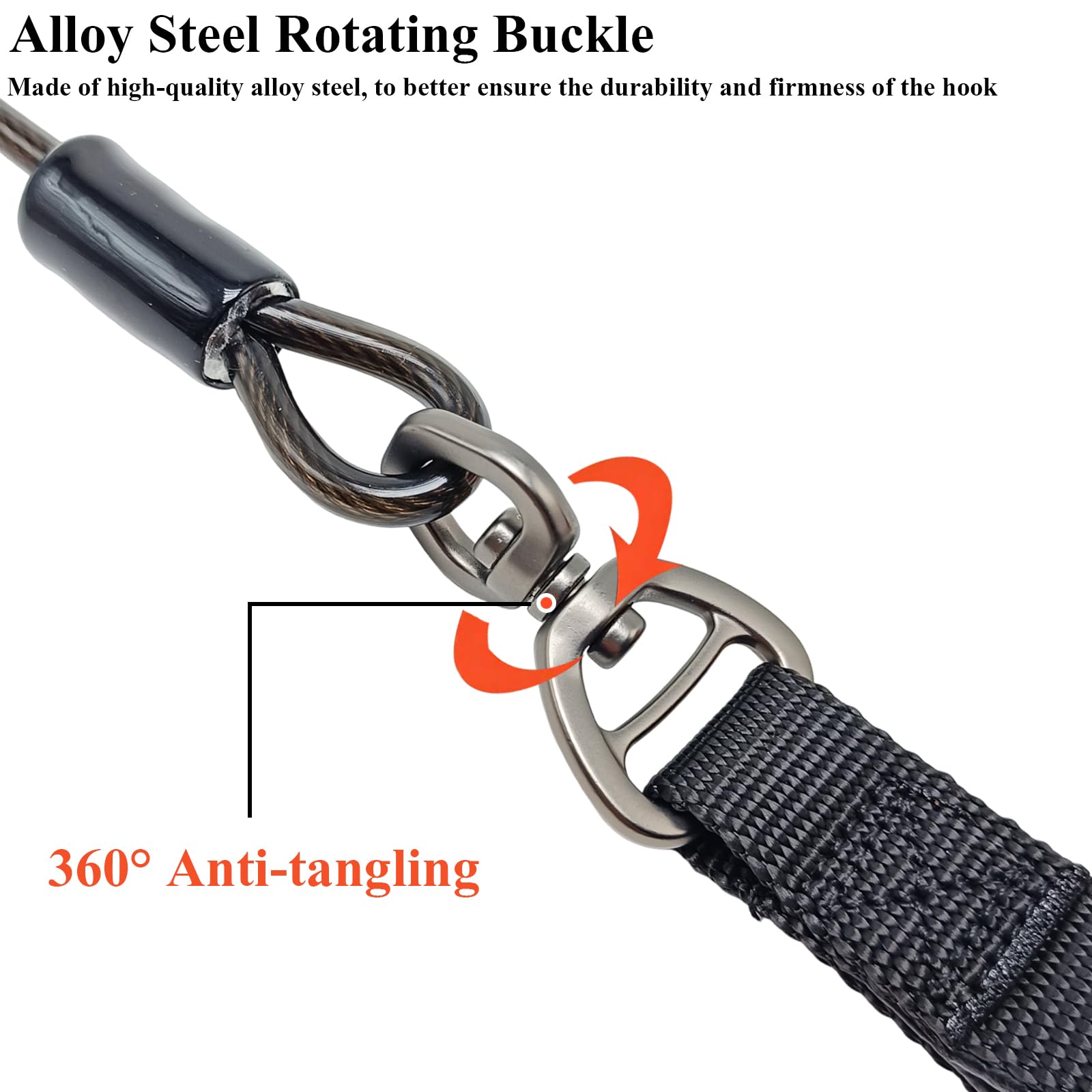 5FT Cable Slip Lead Dog Leash Chewproof Steel Wire Dog Lead Up To 125 Lbs 5mm Thick Rope For Medium Large Dog Training Walking With Soft Handle photo 2