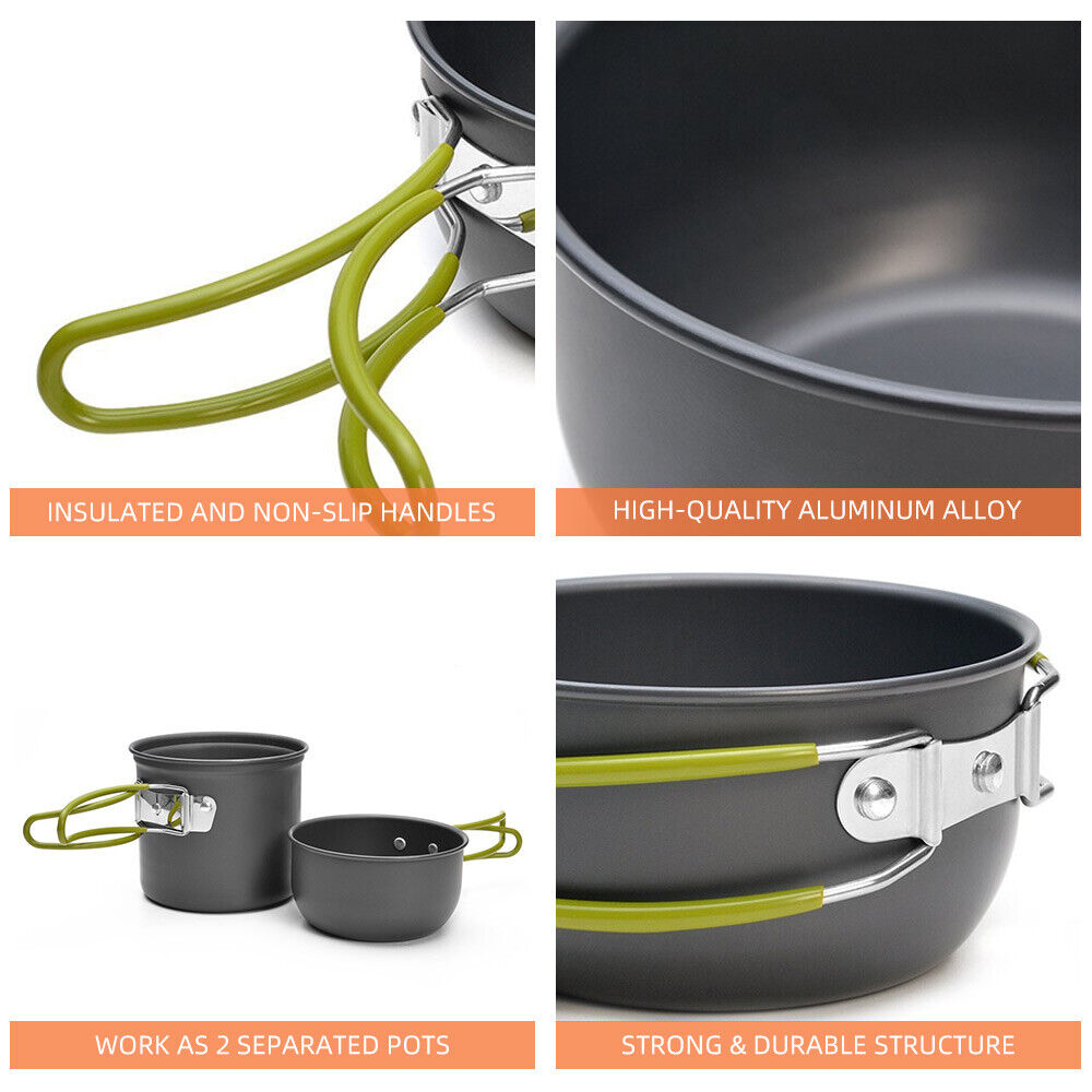 Outdoor Portable Camping Cookware Set Hiking Cooking Pot Gas Stove Tableware Kit photo 7