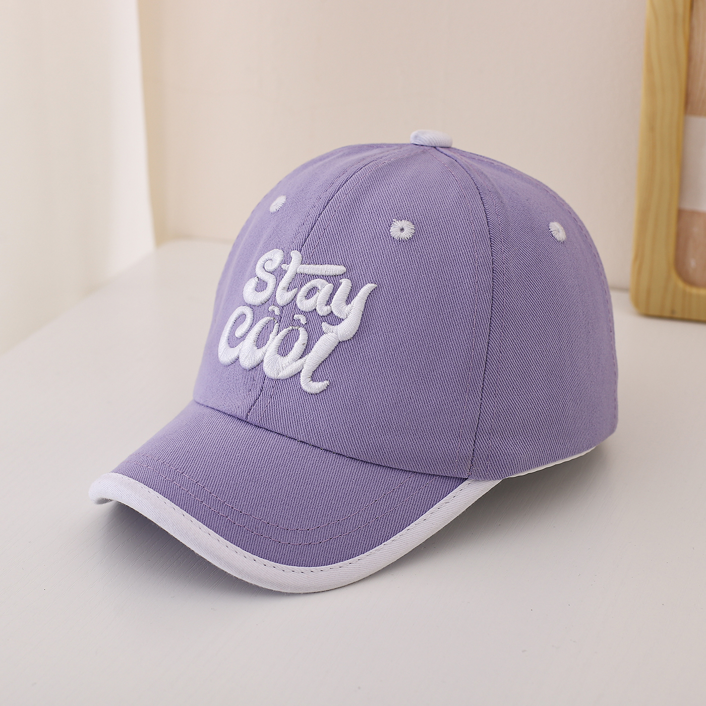 Children's Multi-color Edge-stitching Creative Font English Embroidery Adjustable Trendy Baseball Cap Fashionable Sport Shopping photo 7