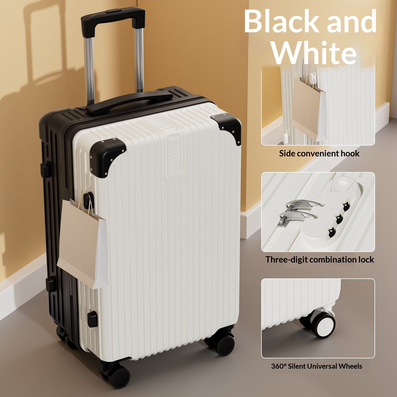Women's Lightweight Silent Swivel Wheels Password Lock Travel Bag - Durable, Large Capacity, Student-Friendly, New Design - No Function - Quiet Wheels photo 1