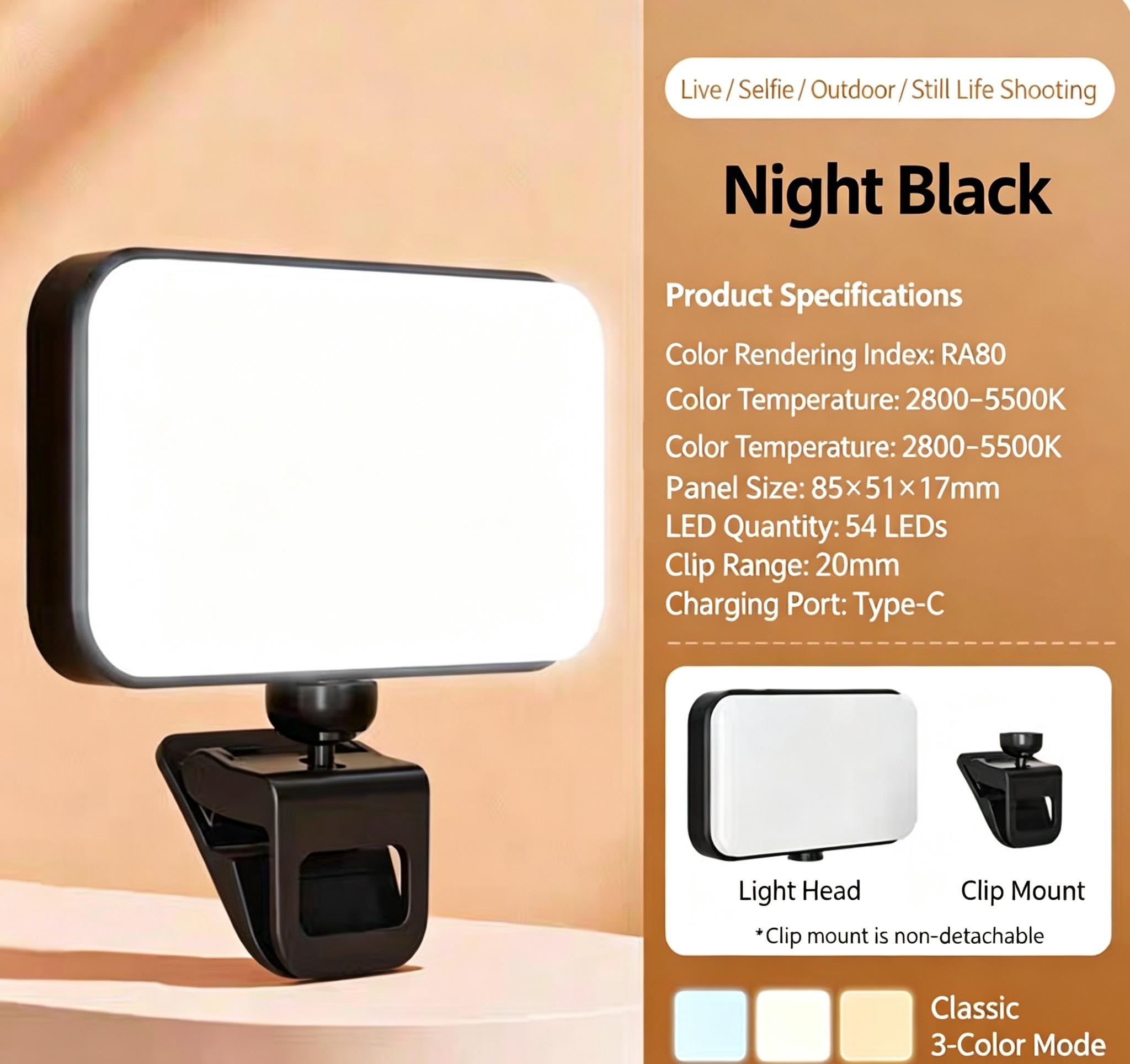 Mini Portable Hand Held LED Fill Light Adjustable Photography Video Lighting Lamp For Phone Live Streaming Food Shooting Outdoor Ambient Fill Lamp photo 4