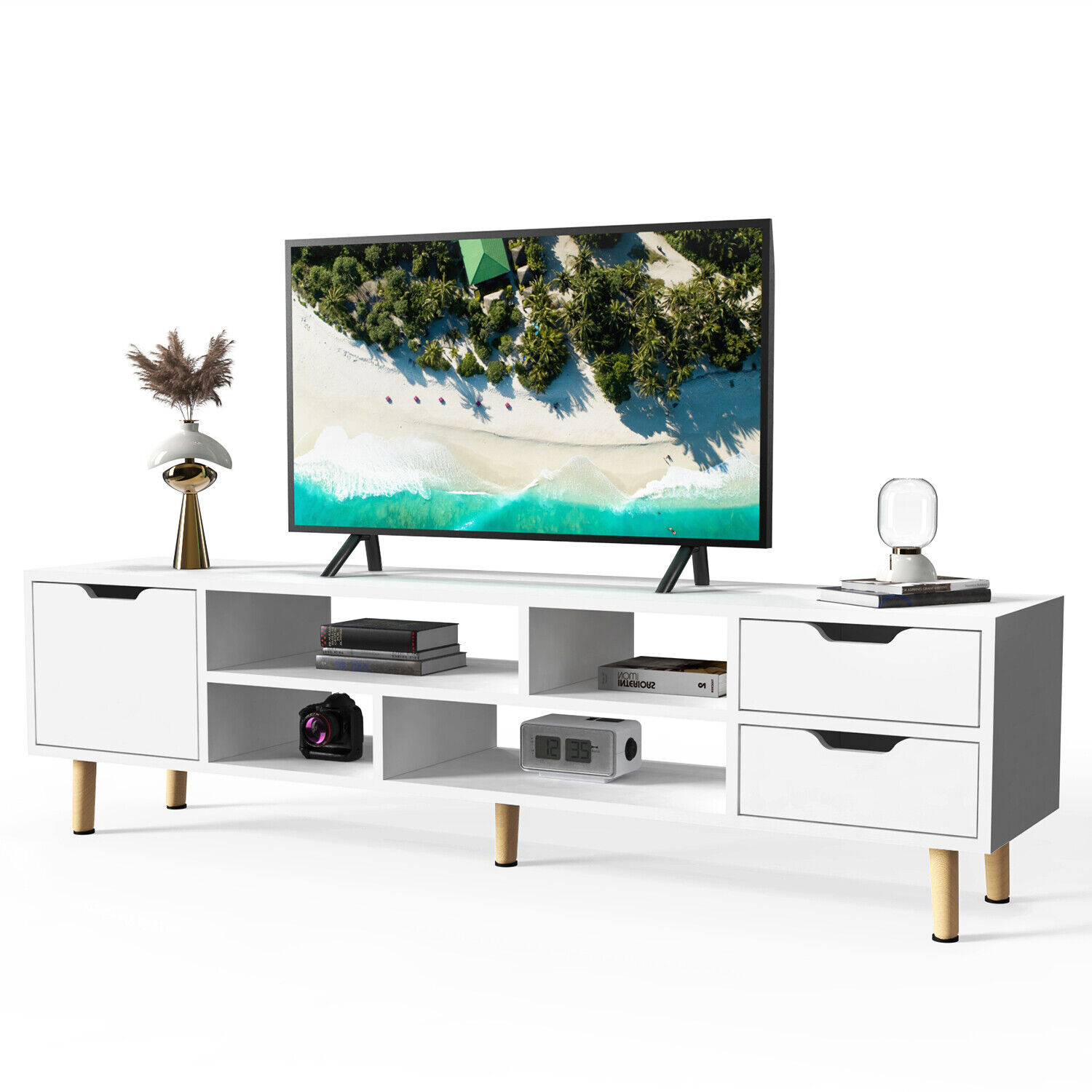 140cm High Gloss Floating TV Unit Cabinet Wall Mounted Stand With LED Cupboard photo 8