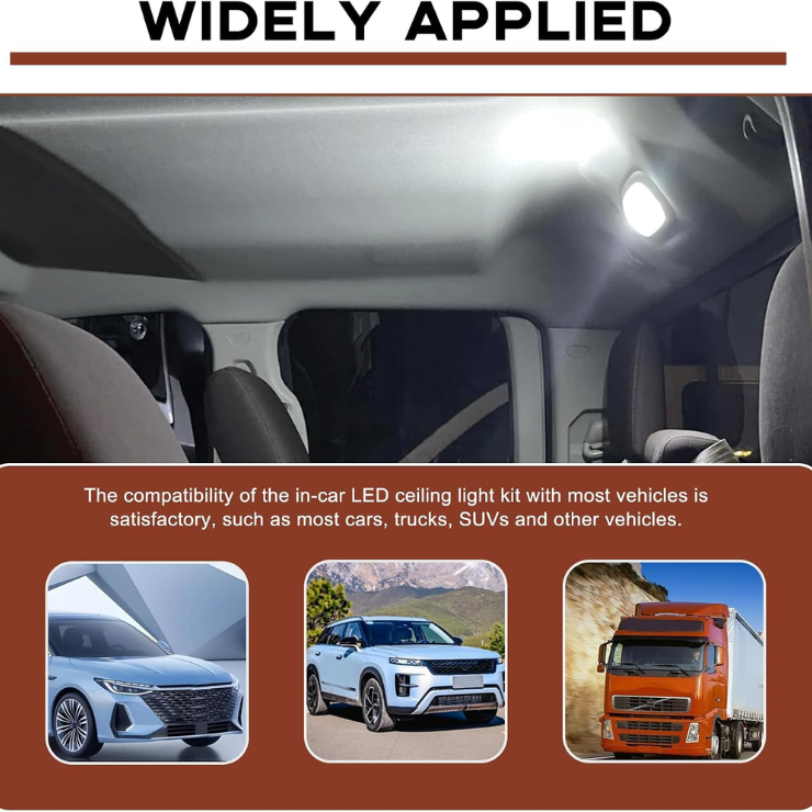 42 Pieces Car LED Dome Interior Light Kits, 28mm 31mm 36mm 41mm BA9S T5 T10 Bulb Kit, Car Dome Map Dash Door Trunk Indicator Light Cargo Door Courtesy License Plate White photo 5