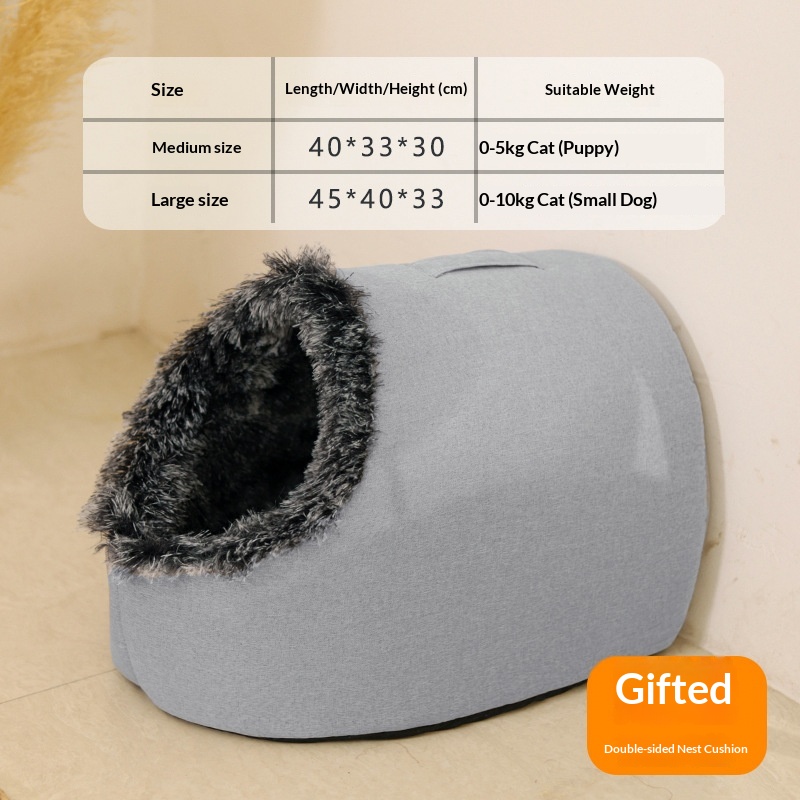Cat Bed, Thickened And Warm For Winter, Enclosed Pet Bed, Portable For Small Dogs, Amazon Cross-Border Pet Supplies photo 5