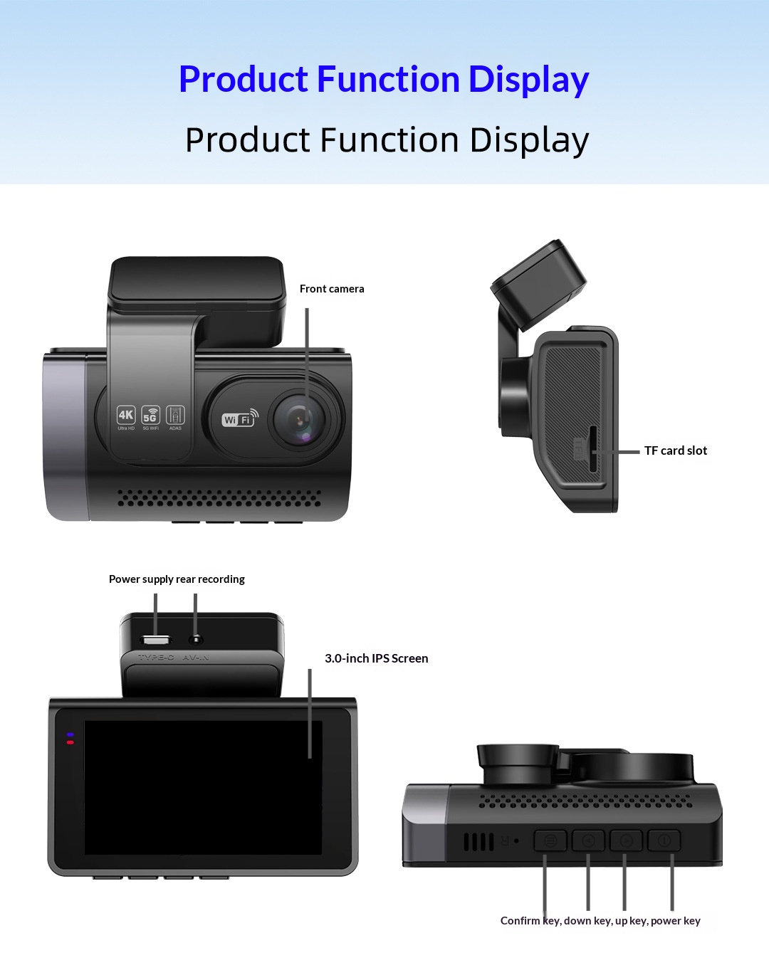 High-definition Car 4K Front And Rear Dual-recording In-vehicle Dashcam photo 6
