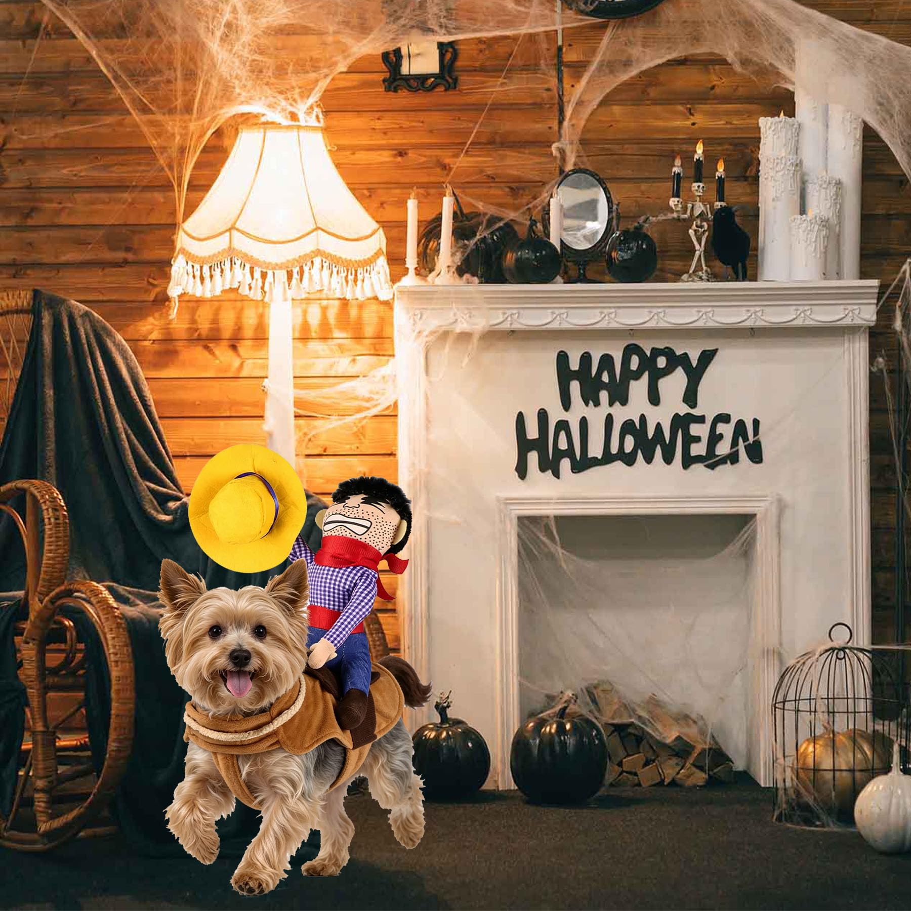 Dog Halloween Costumes, Funny Dog Cowboy Rider Costume, Adjustable Pet Halloween Cosplay Costume For S M L XL  Dogs photo 4
