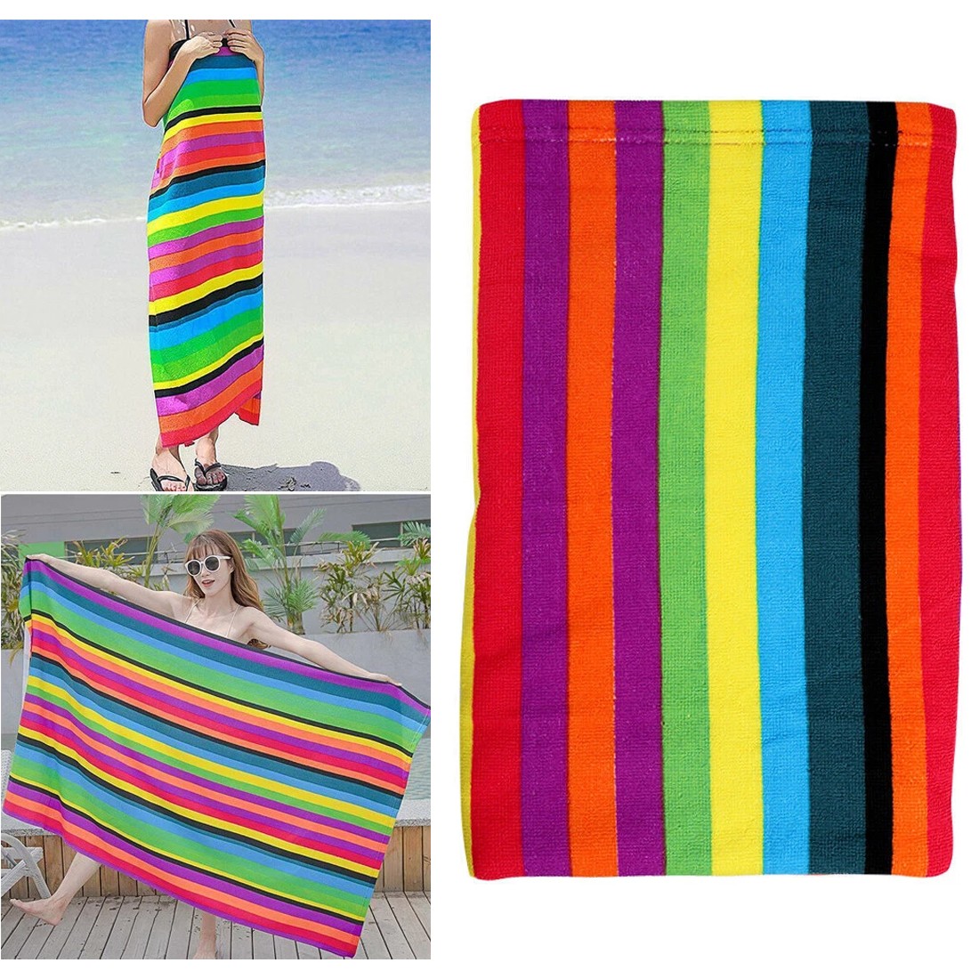 Travel Towel Striped Extra Large Microfibre Lightweight Beach Towel Quick Dry photo 6