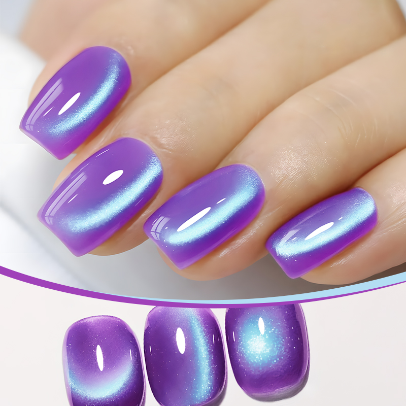 MS RAINBOW Purple Blue Cat Eye Gel Polish 03, Galaxy Aurora Magnetic Nail Gel, 12ML Soak Off UV LED Nail Art Gel photo 5
