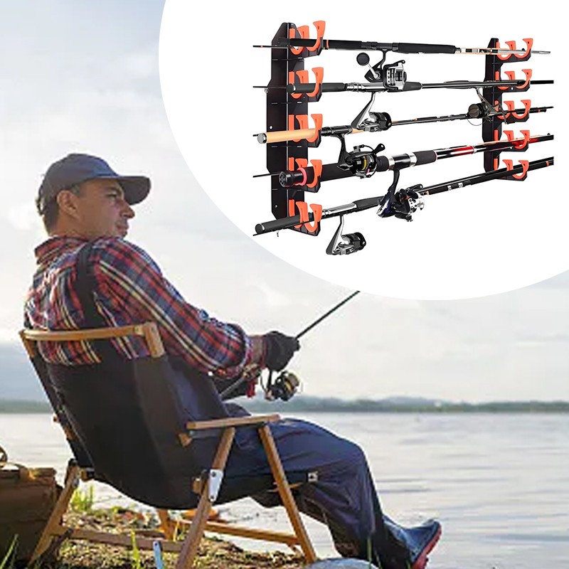 1Pair Fishing Pole Rod Holder 10 Reel Ceiling Or Wall Mount Garage For Storage photo 5