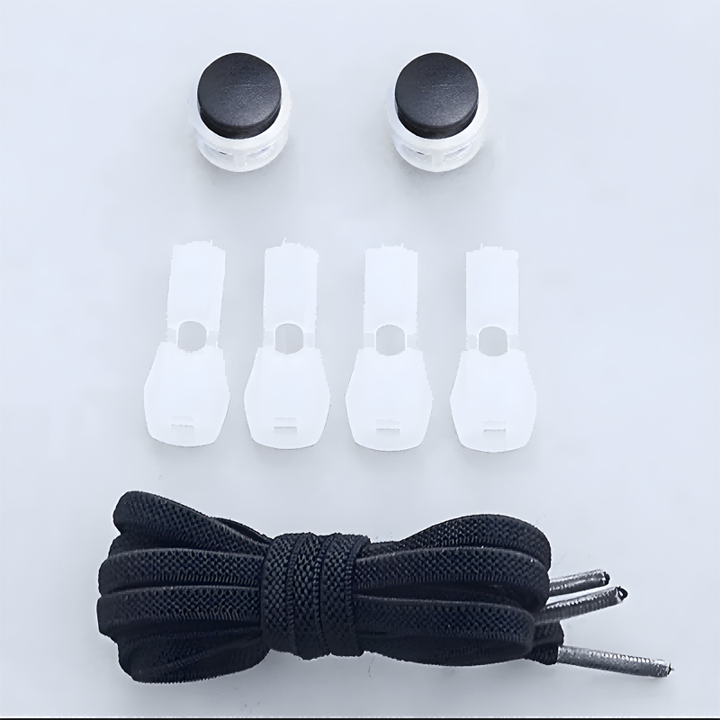 1 Set Of Plastic Shoe Buckles, Comfortable And Fast, Suitable For Children With Lockable Sports Shoes, Sports Shoelaces, Braided Elastic Shoelaces Black Laces photo 6