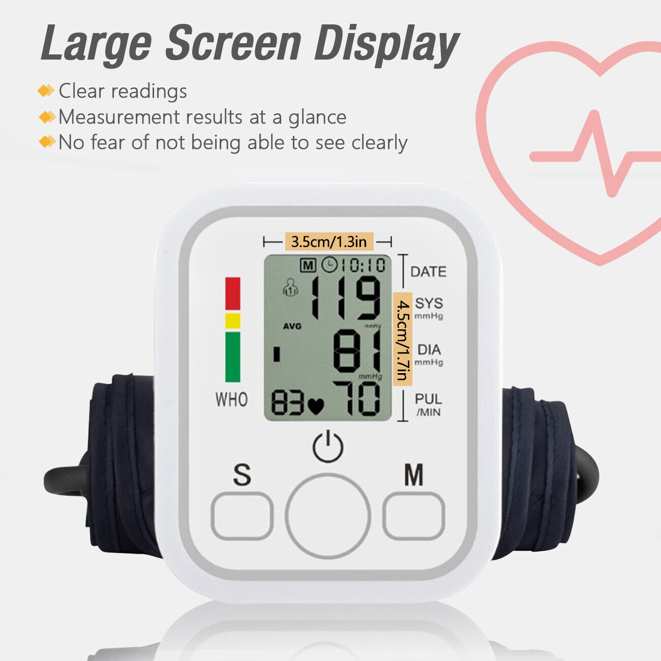 LED Digital Arm Blood Pressure Monitor BP Cuff Irregular Heartbeat Detection photo 2