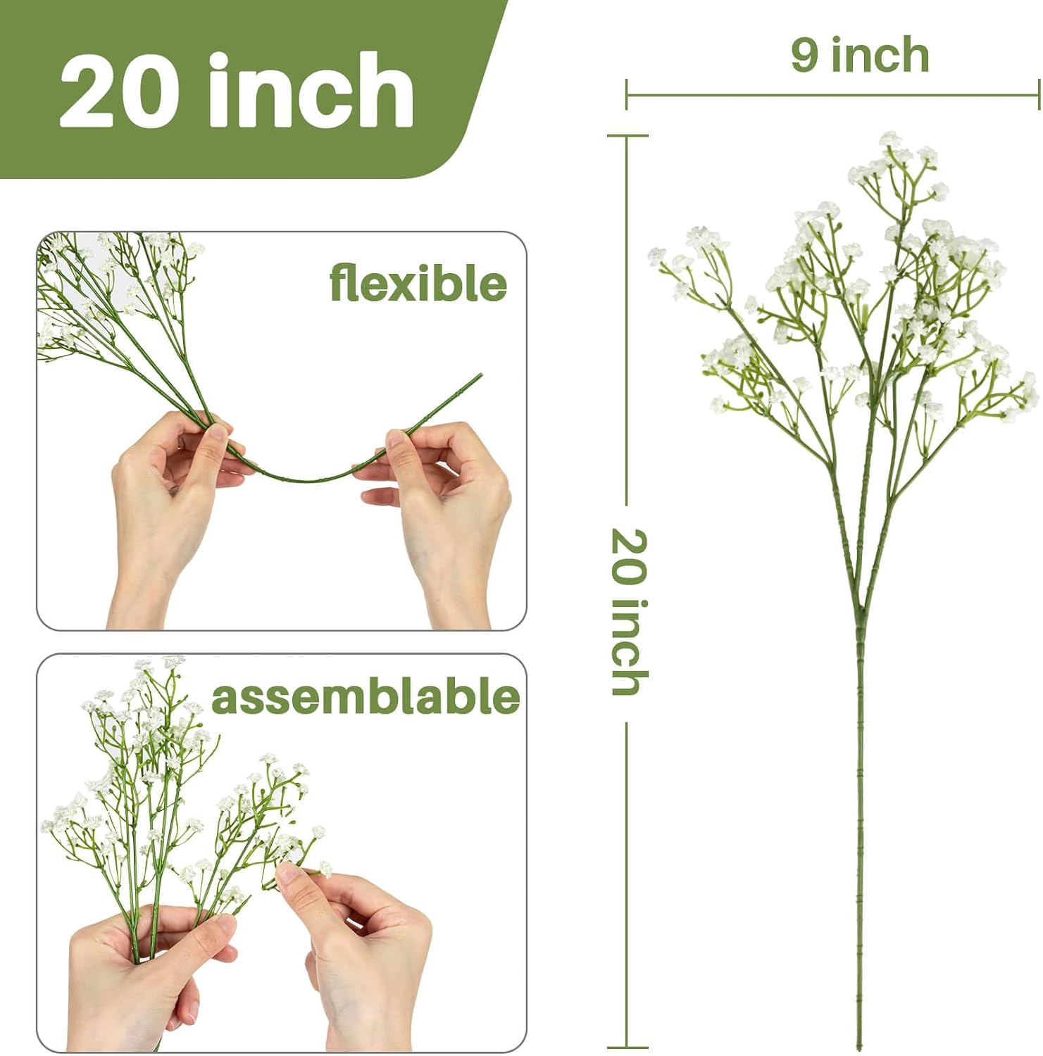 Artificial Baby's Breath Flowers 6 Units, White Faux Gypsophila Bouquet For Wedding, Home Decor, Vase And Floral Arrangements photo 4