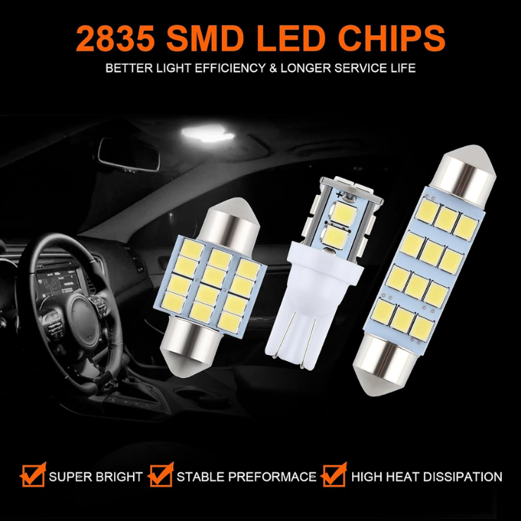 24 Pieces Dome Light LED Car Interior Bulb Kit Set 194 T10 DE3175 578 31mm 42mm Bulbs Interior Replacement Lights For Car Map License Plate Door Side Marker Cornering Trunk Light - White photo 5