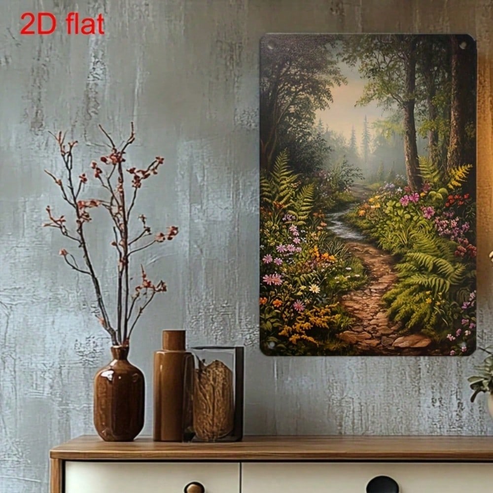 1pc Vintage Forest Path Metal Sign 7.9x11.8, Rustproof 2D Flat Poetic Plaque photo 2