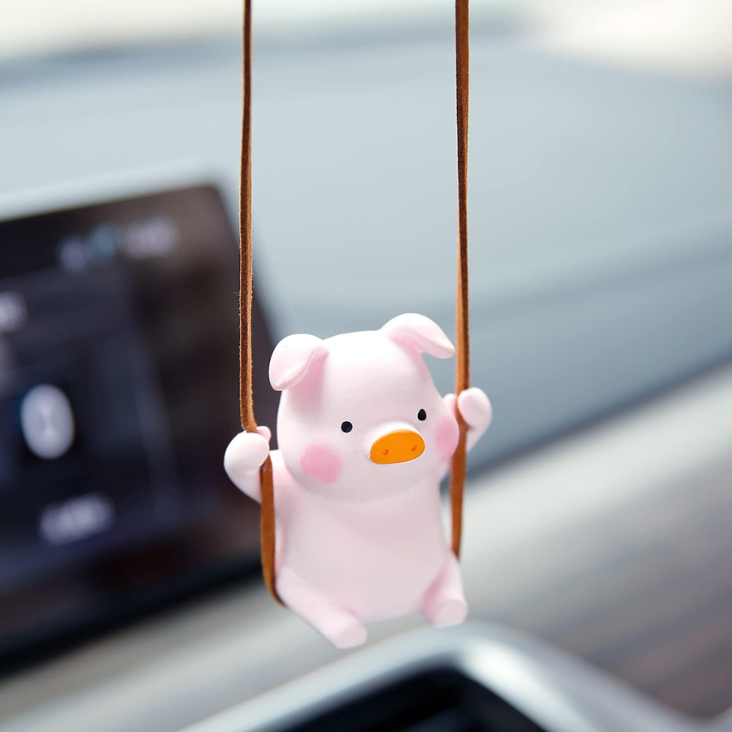 Super Cute Swinging Pig Car Mirror Hanging Ornament Car Interior Accessories Pig photo 2
