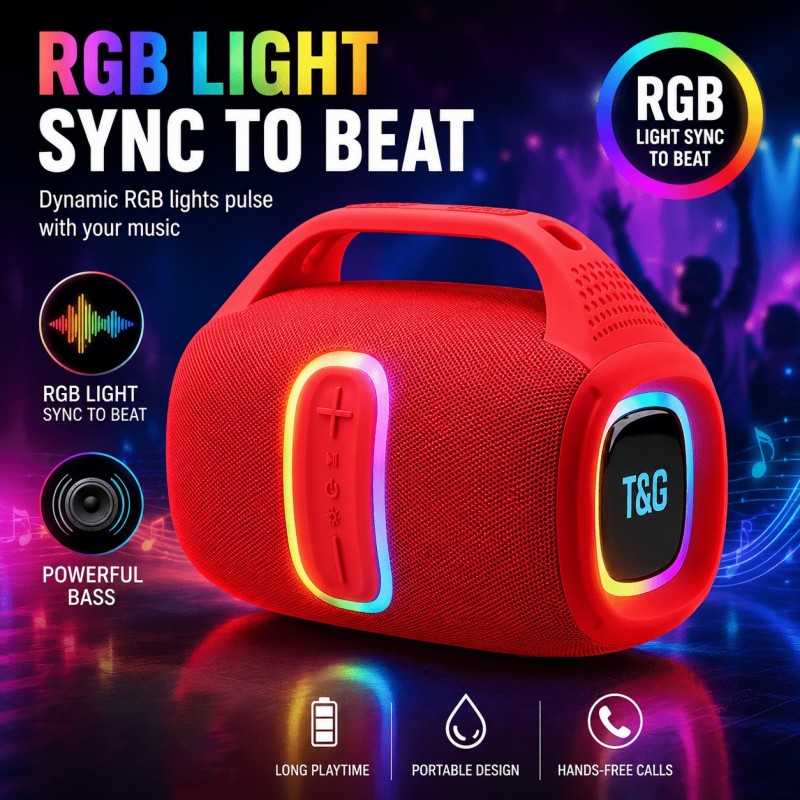 Portable Speakers With Dynamic Colourful LED Lights Bluetooth Speaker For Home Outdoor Travel TWS Pairing USB TF Playback FM Radio Hands Free Call Ideal For Parties Garden Beach photo 1