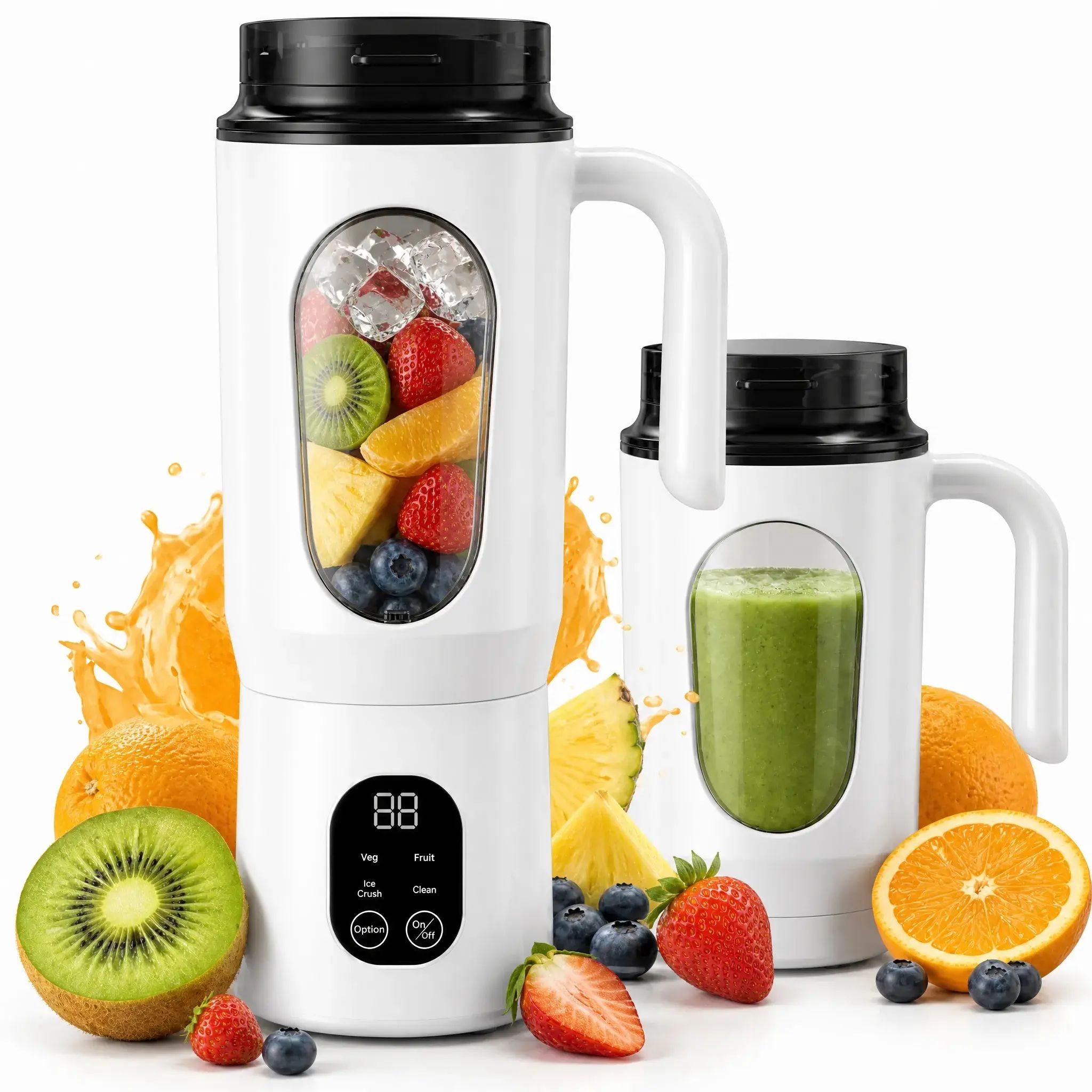 Cordless Portable Blender For Shakes & Smoothies, Personal Juicer Cup,  BPA-Free Bottle With LED Display, Self-Cleaning Ice Crusher photo 4