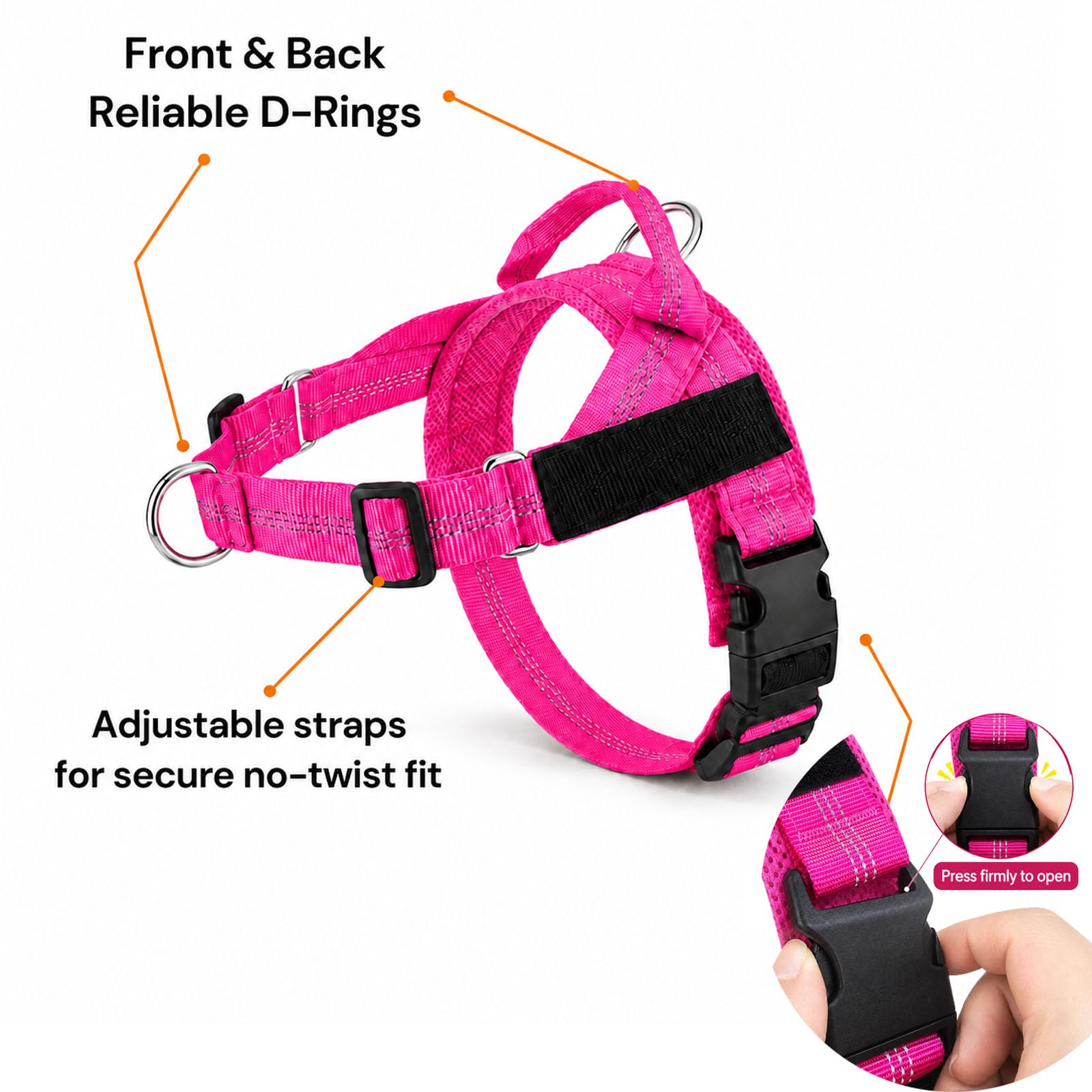 No-Pull Harness,No Pull Dog Harness With Soft Padded Handle Reflective Adjustable Breathable Mesh Pet Vest,Easy On-Off Soft Padded Harness,Easy For Training Walking For Dogs Of All Size photo 5