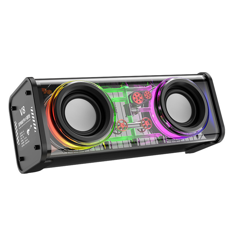 Portable Bluetooth Speaker With LED Lights&Transparent Casing, Bluetooth 5.3 Wireless Outdoor Speakers Support TWS PairingTF Card, 10W Stereo Sound, Electronics For Home, Outdoors, Travel Black photo 4