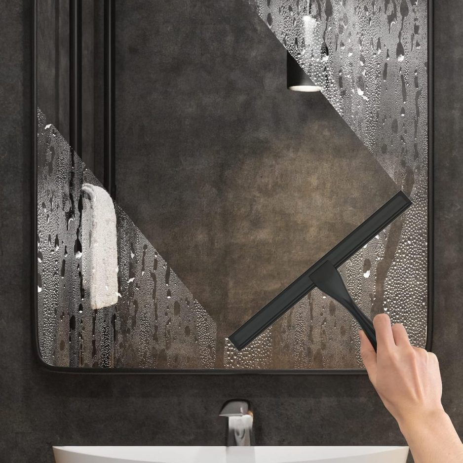 All-Purpose Stainless Steel Shower Squeegee For Shower Glass Door With 2 Adhesive Hooks photo 6
