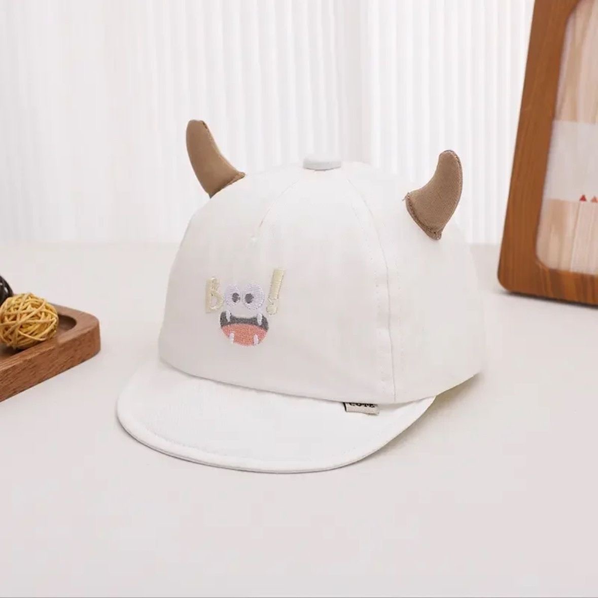 Summer Baby 3D Horned Monster Boo Monster Cute Expression Embroidered Soft Cute Kids' Style Baseball Cap Suitable For Daily Use photo 2