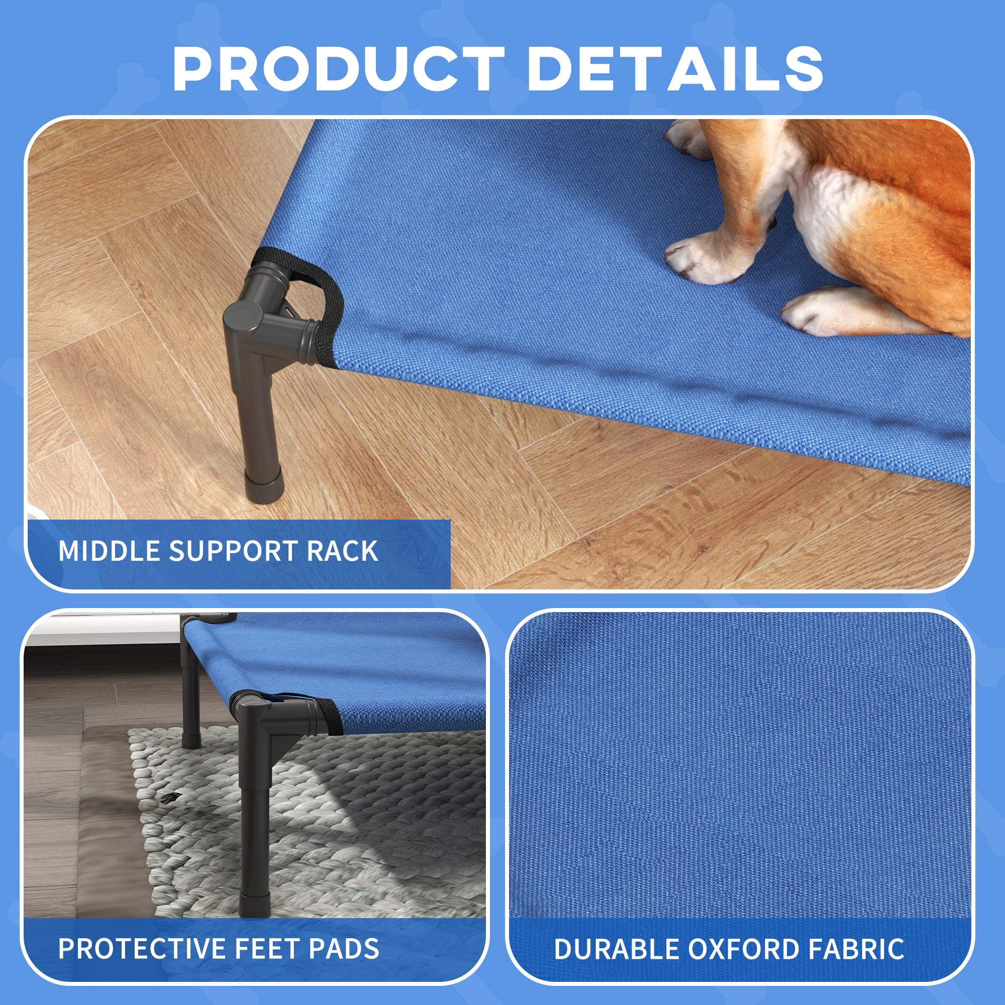 Elevated Dog Bed Raised Pet Cot With Sturdy Metal Frame And Breathable Oxford Fabric For Indoor Outdoor Travel photo 4