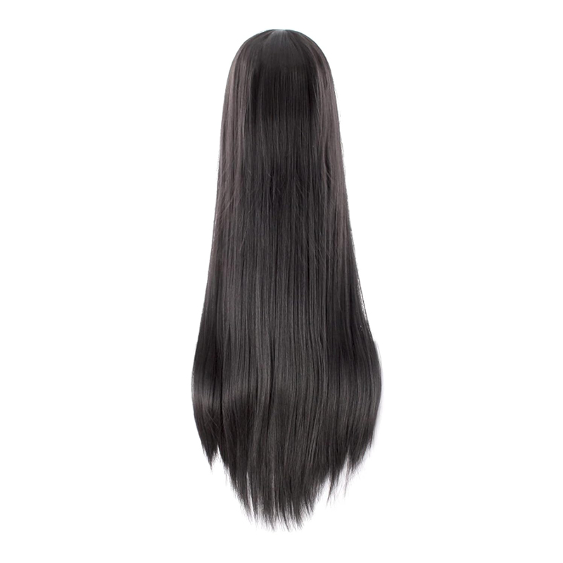 40Inch 100cm Long Women's Long Straight Black Wig Anime Costume Party Wig photo 2