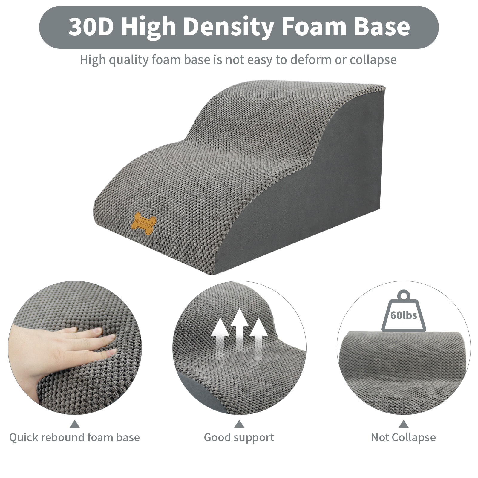 Nepfaivy Dog Steps Stairs For Bed - Non-Slip Pet Stairs For Small Dogs And Cats, Dog Ramp For Sofa With High Density Foam And Removable Cover photo 8