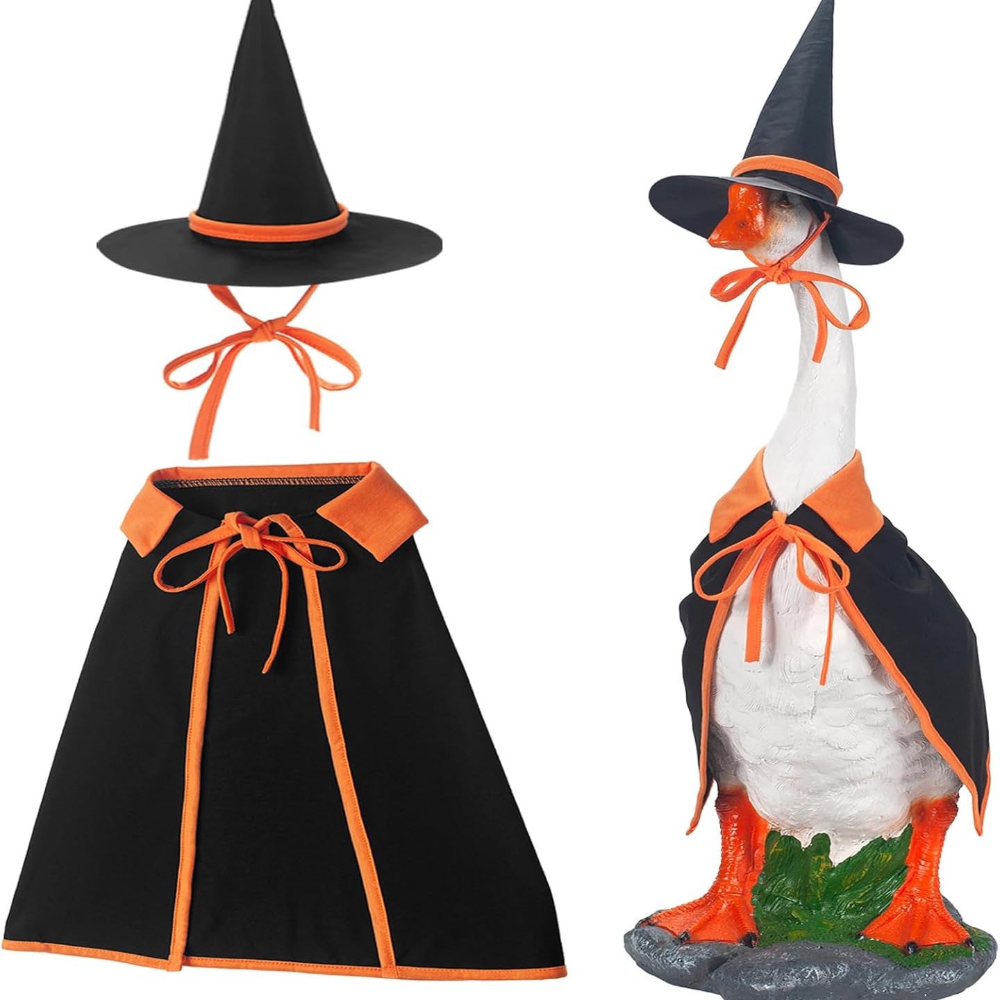 Halloween Fall Porch Goose Outfit, 23in Lawn Goose Cloth Halloween Ghost Pumpkin Costume For Lawn Goose, Patio Yard Art Geese Decor, Thanksgiving Fall Themes Seasonal Accessory photo 7