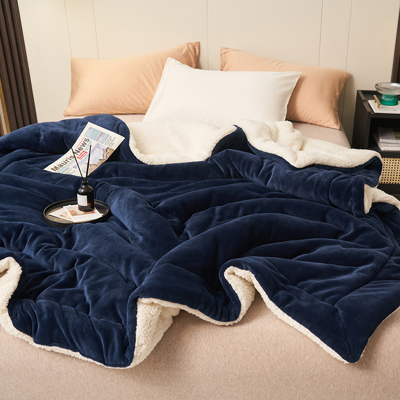 1PC Reversible Sherpa Throw Blanket, Thick Warm Plush Fleece Blanket For Sofa Couch Bed photo 8