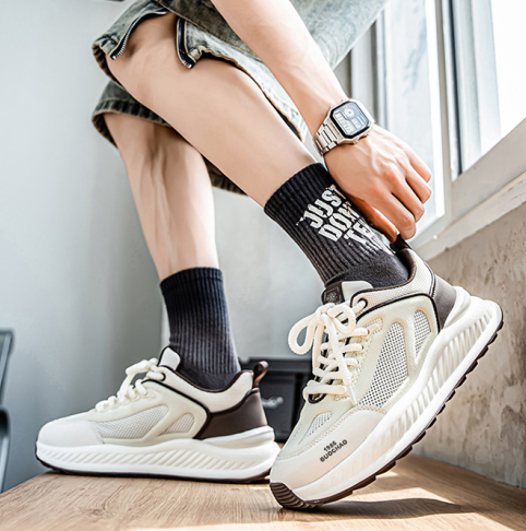Men's New Spring Breathable Hollow Mesh Sneakers, Versatile Height Increasing Running Athletic Trendy Shoes For Teenagers photo 6