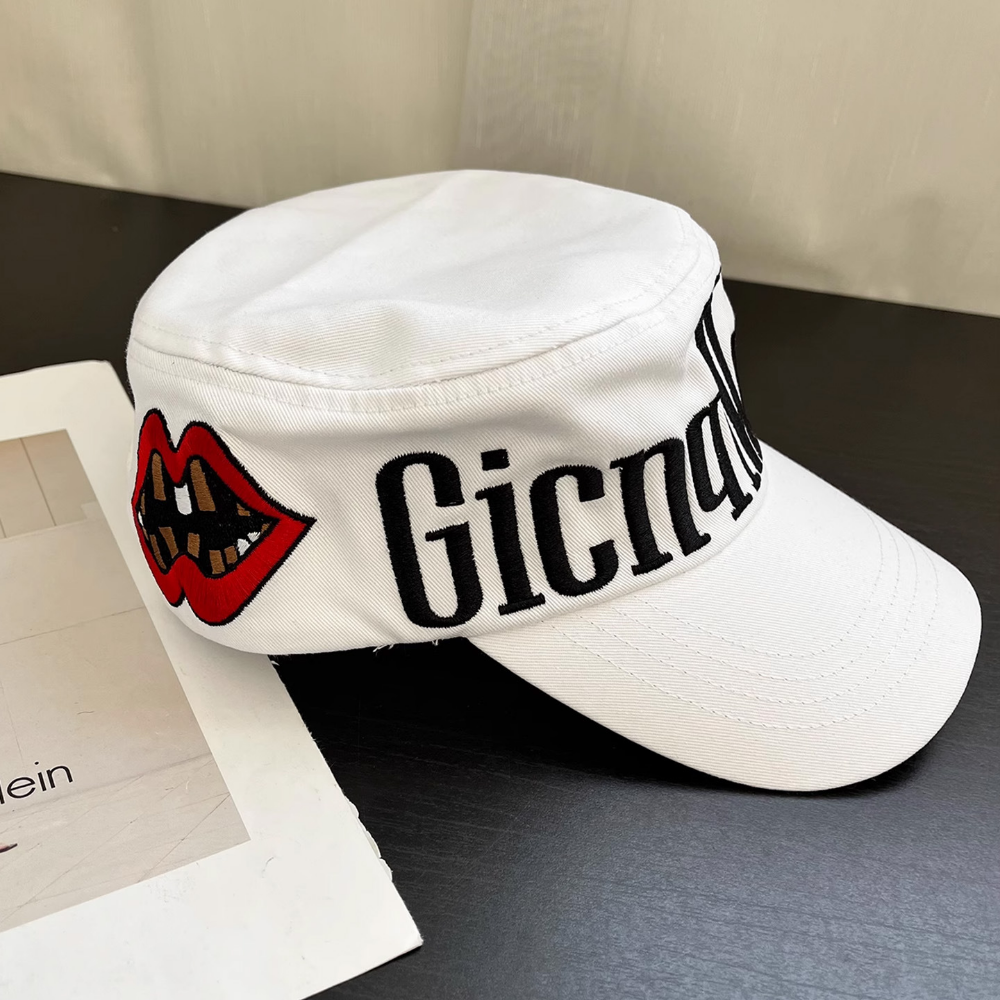 Summer Men's And Women's Three-dimensional Letter-style Lip Embroidery Fashionable Trend Flat-top Baseball Cap For Outdoor Play And Daily Accessories photo 3