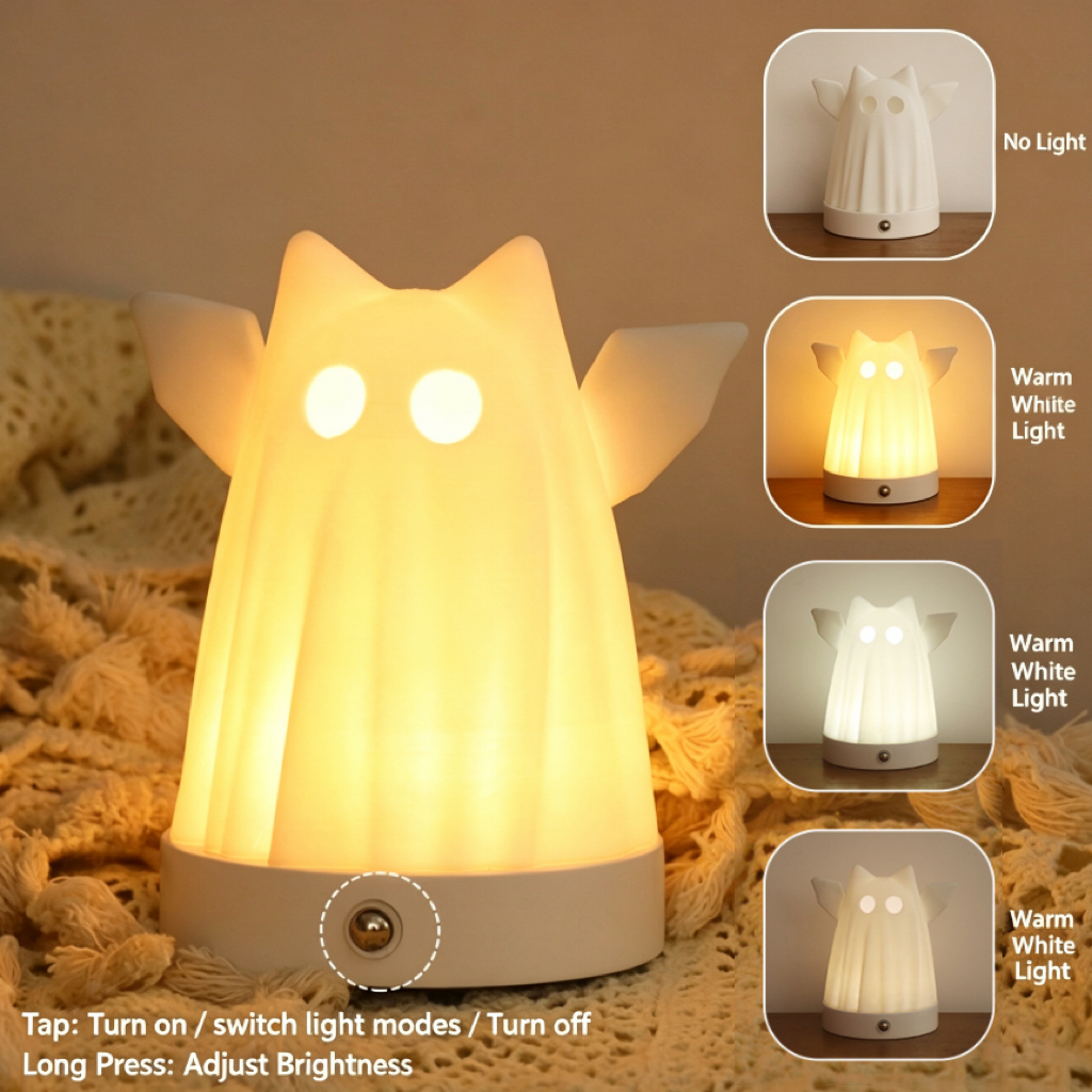 Halloween 3D Printed Ghost & Pumpkin Night Light, Cute Spooky LED Table Lamp, Warm Light Ambient Decor For Kids Bedroom, Halloween Party Home Decoration photo 8