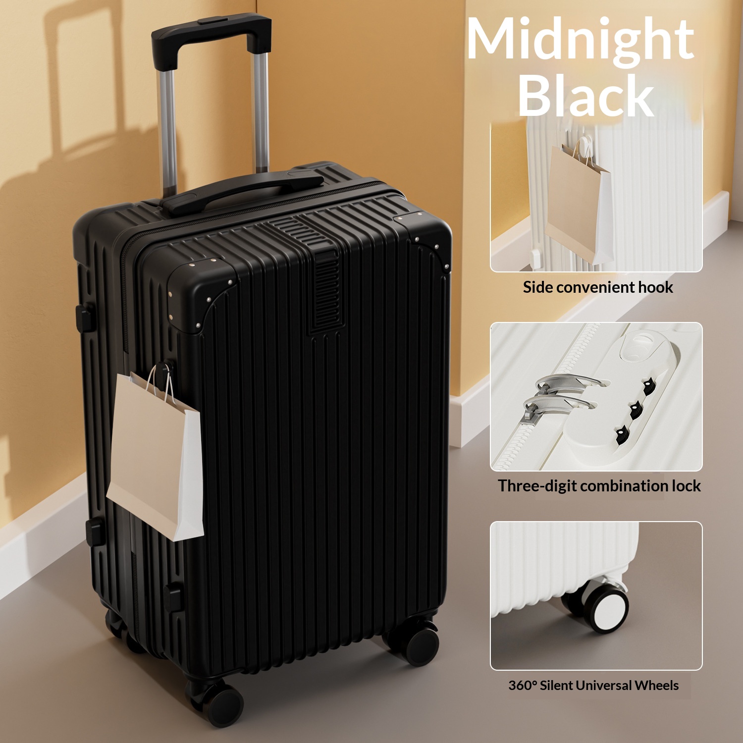 Women's Lightweight Silent Swivel Wheels Password Lock Travel Bag - Durable, Large Capacity, Student-Friendly, New Design - No Function - Quiet Wheels photo 1