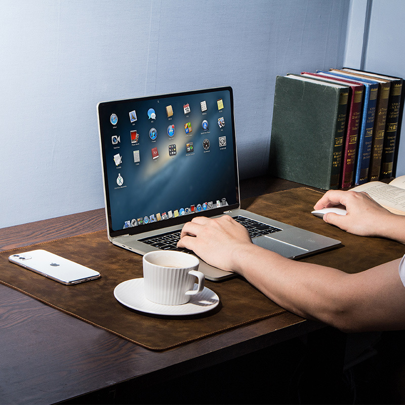 Extra large non-slip desktop computer desk leather pad photo 1