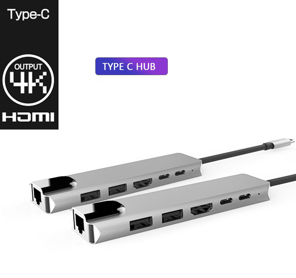 Type C To HDMI USB3.0 PD 6 In 1 HUB Hub Rj45 Network Card Adapter photo 5