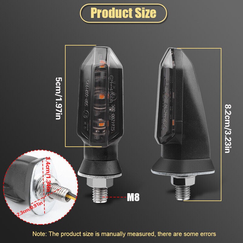 2Pcs Motorcycle Motorbike Turn Signal Lights Indicators Lamp Amber Mini LED 12V photo 4
