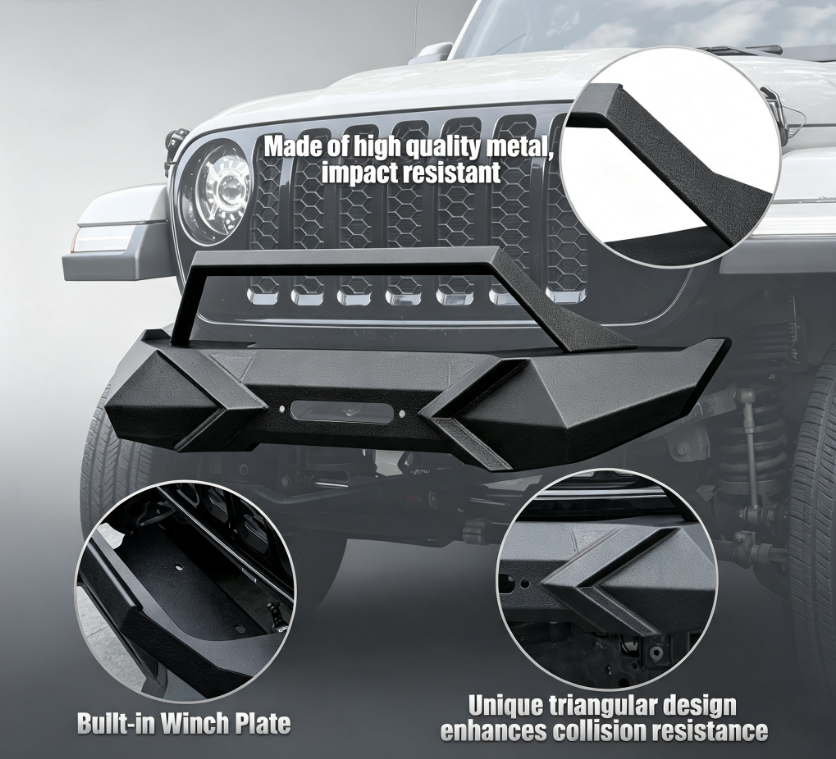 Steel Front Bumper Bull Bar Winch Plate For 2007-2017 Wrangler JK JKU photo 2