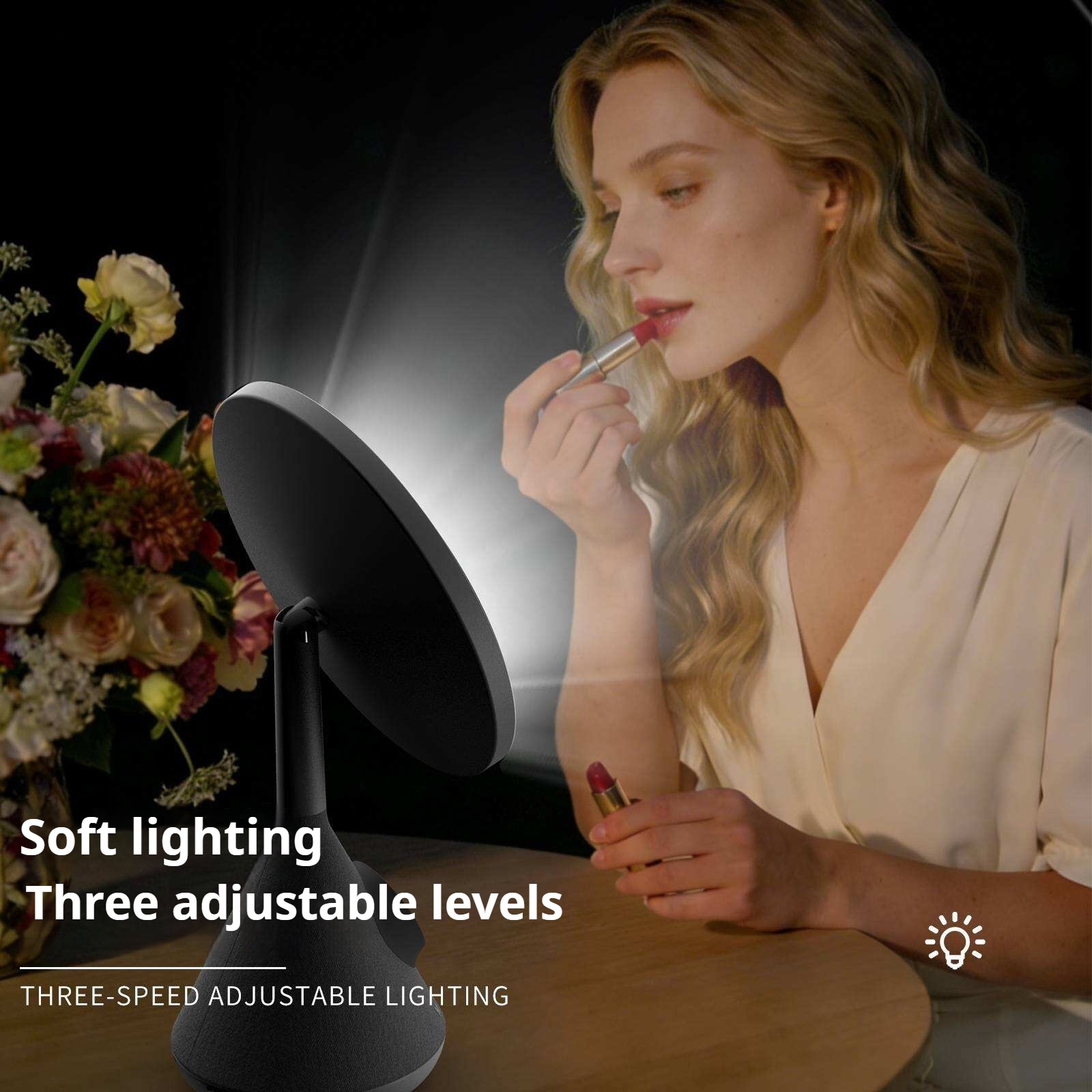 KP-855 Best-selling Wireless Bluetooth Speaker Makeup Mirror With Magnetic Charging Stand Adjustable Long Battery Life Factory Stock Available photo 7