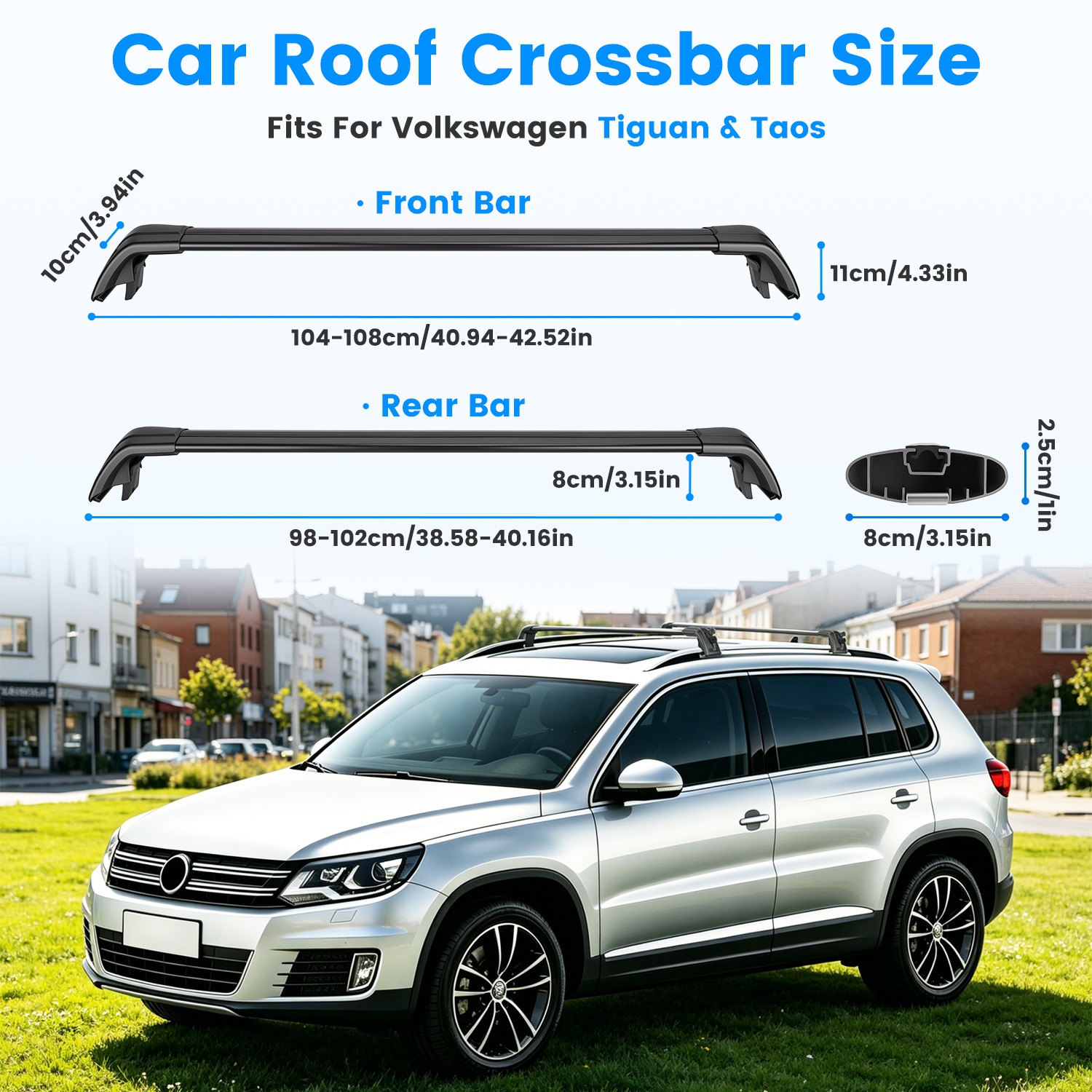 Roof Rack Cross Bars Fit For Tiguan 2018-2026 & Taos 2022-2026 With Factory Raised Side Rails Lockable Aluminum Roof Cargo Carrier Bars 330lbs Max Load For Luggage Kayaks Bikes photo 5
