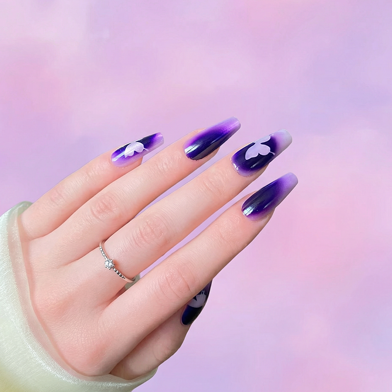 Purple Cat Eye Butterfly Press On Nails photo 6