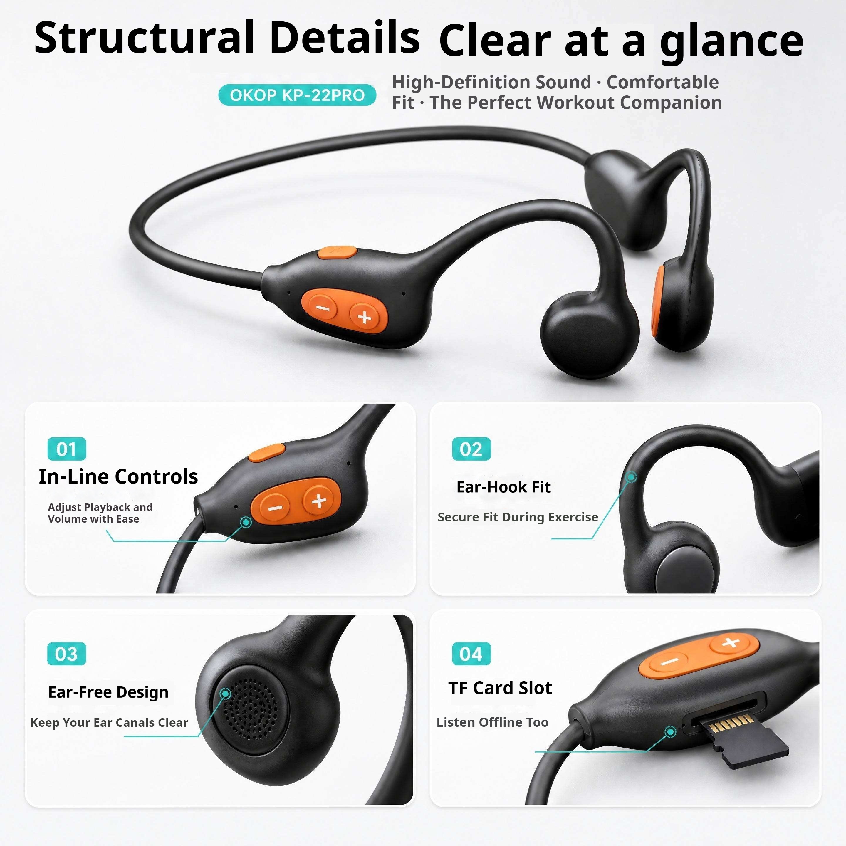 KP-22Ppro Best-selling Wireless Bluetooth Ear-hook Sports Headphones Waterproof Long Battery Life Factory Direct Stock photo 2