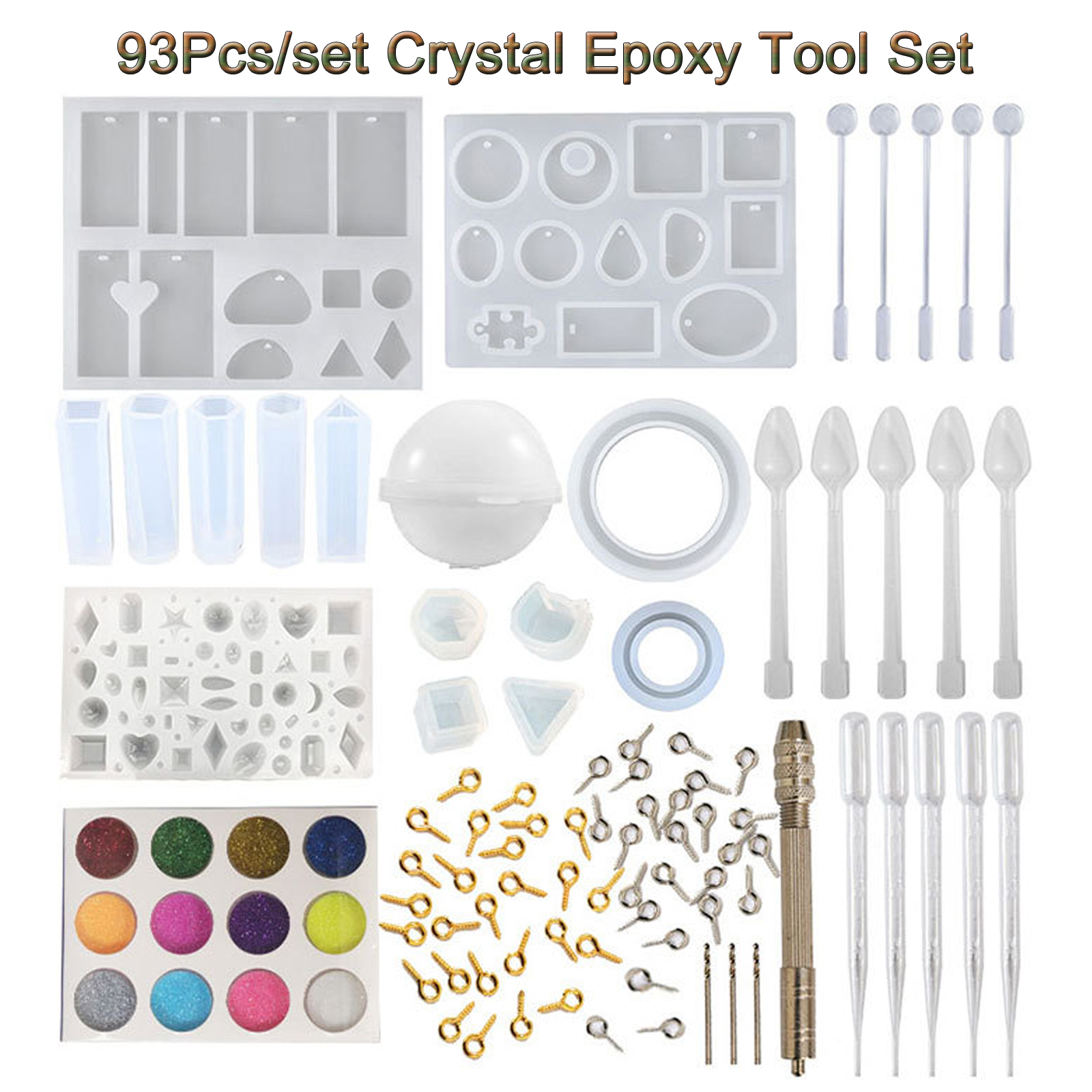 93Pcs&Set Resin Mold Epoxy Resin Mold Dropper Spoon Powder Set Kit Craft Tool photo 6