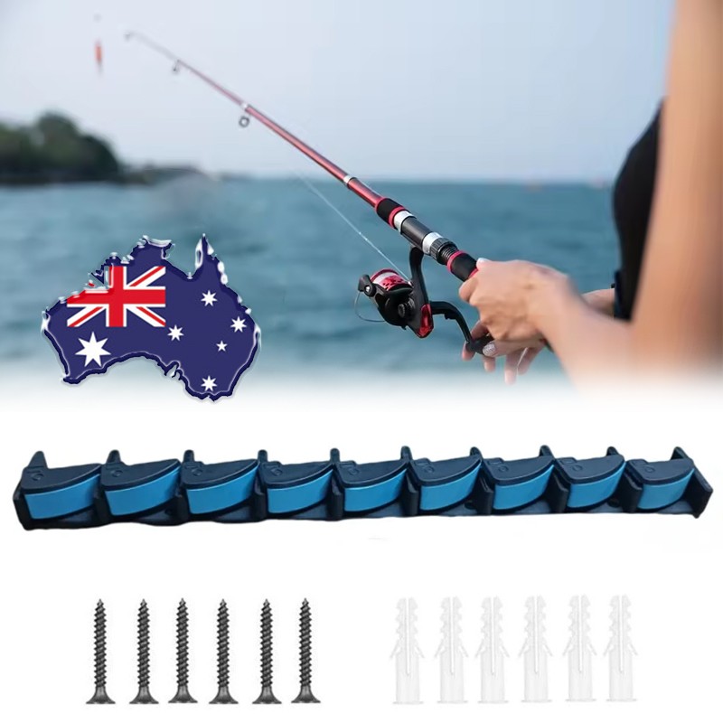 Vertical Fishing Rod Holder Wall Mounted Organizer Rack Blue Garage 9 Rods Pole photo 7