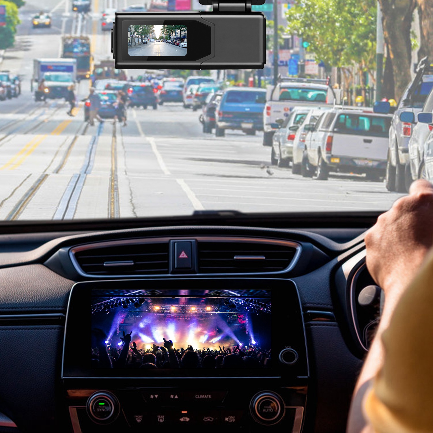 1Pc 2K HD Front Dash Cam For Car With IPS Screen Night Vision Loop Recording Included 32G Storage Card 140 Degree Wide Angle WiFi App Control Front Dashcam photo 2