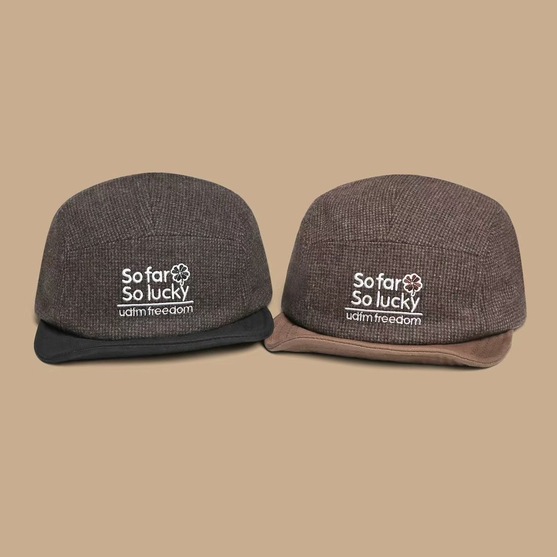 Korean-style Multi-color Lettered Soft Brimmed Baseball Cap For Autumn And Winter, Featuring Retro Small-checkered Pattern. Trendy And Versatile Casual Hat photo 2